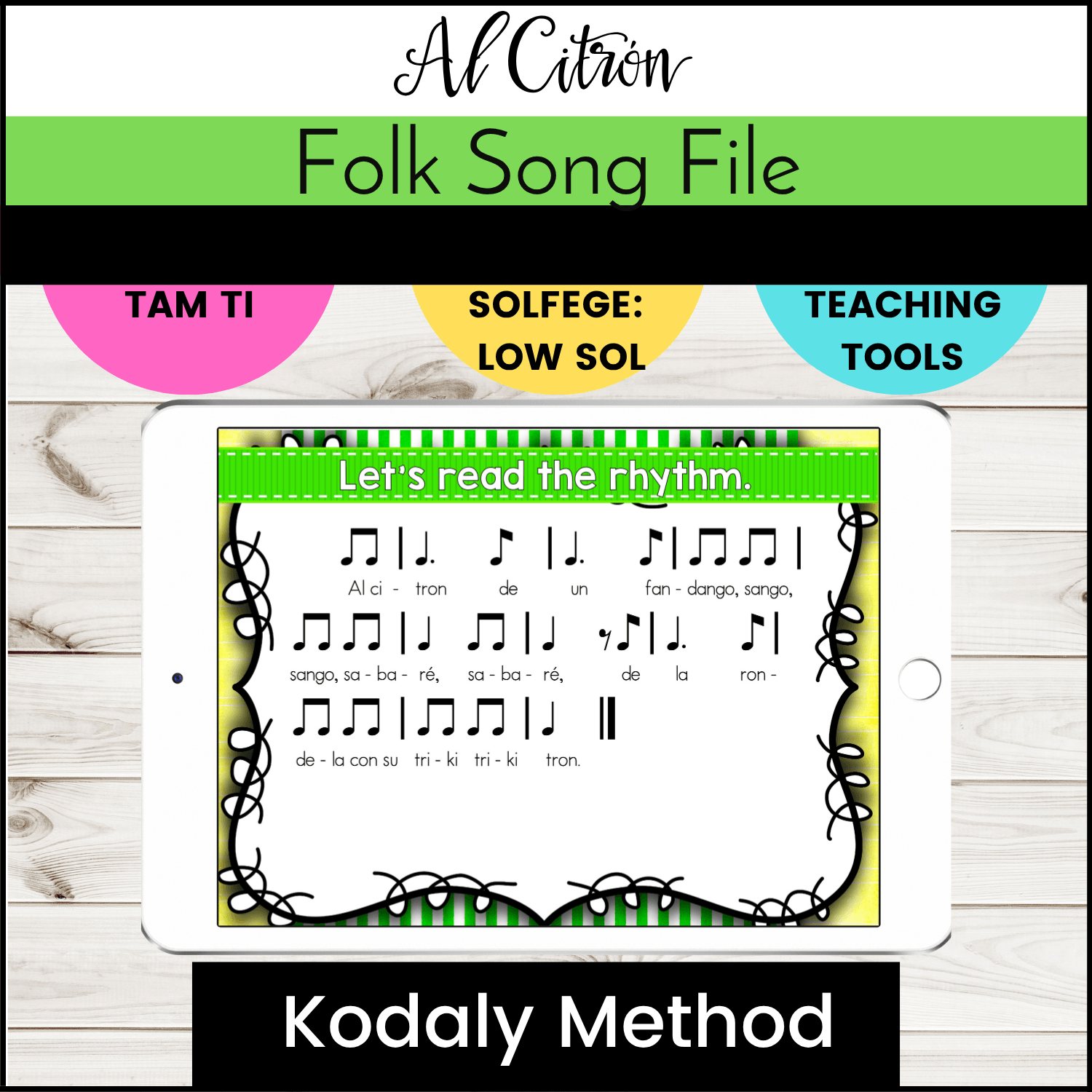 Al Citrón - Tam Ti, Solfege Low Sol - Kodaly Method Folk Song - Image 2