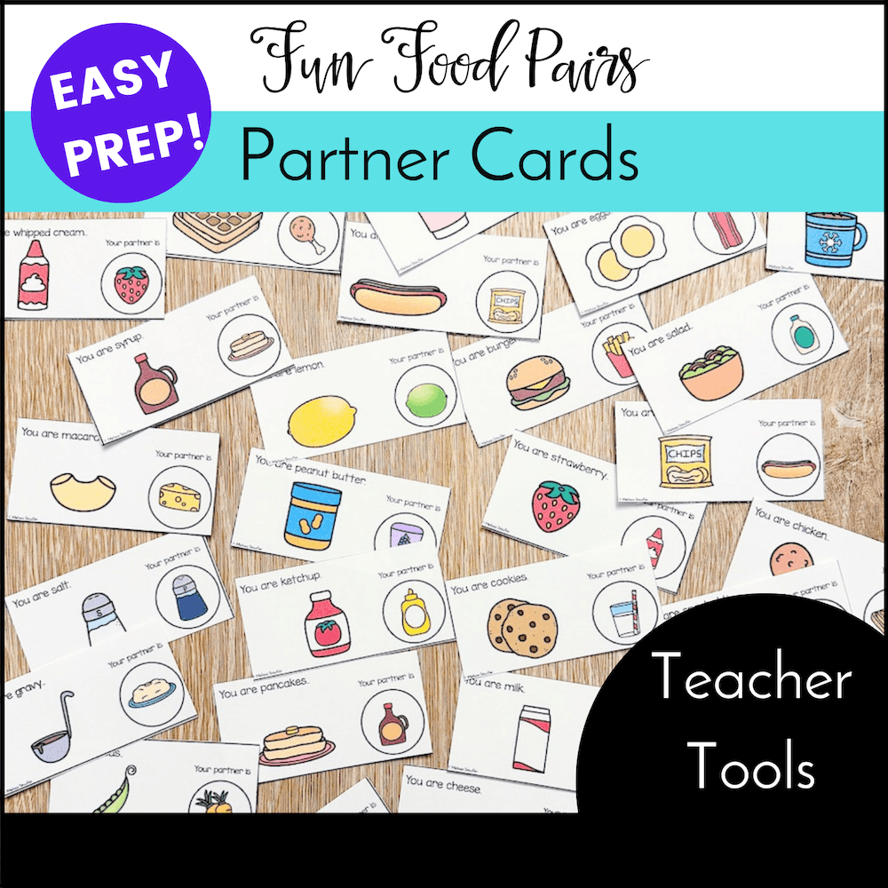 Fun Food Partner Cards for getting students into pairs